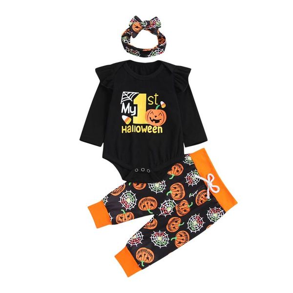 clothing sets infant baby girls halloween clothes set, black long sleeve romper, printed pattern pants and headdress, White
clothing sets infant baby girls halloween clothes set, black long sleeve romper, printed pattern pants and headdress, White