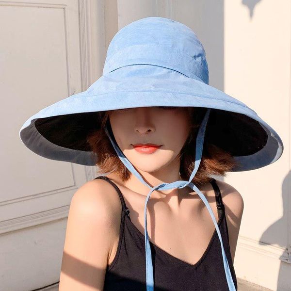 women sun hat fashionable super wide brim fold bucket cap fedoras beach wedding summer solid color floppy hats +rope, Blue;gray
women sun hat fashionable super wide brim fold bucket cap fedoras beach wedding summer solid color floppy hats +rope, Blue;gray