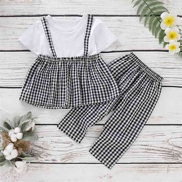 summer children sets fashion boys short sleeve o neck t-shirt long pants black and white plaid cute girls clothes 1-6t 210629
summer children sets fashion boys short sleeve o neck t-shirt long pants black and white plaid cute girls clothes 1-6t 210629