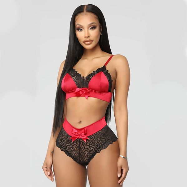 2pcs lingerie set women lace pattern bow satin trim straps bra set halter open deep v erotic underwear sets, Black;white
2pcs lingerie set women lace pattern bow satin trim straps bra set halter open deep v erotic underwear sets, Black;white