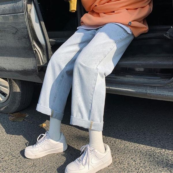summer solid color straight pants men's korean fashion loose casual jeans men harajuku streetwear retro wide-leg, Blue
summer solid color straight pants men's korean fashion loose casual jeans men harajuku streetwear retro wide-leg, Blue