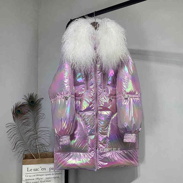 women's down & parkas large wool fur winter jacket glossy warm female white duck medium long loose coat 0rkc, Black
women's down & parkas large wool fur winter jacket glossy warm female white duck medium long loose coat 0rkc, Black