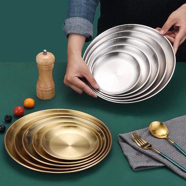 dishes & plates 304 stainless steel metal gold silver tableware round dish dinner plate reusable self feeding serving camping
dishes & plates 304 stainless steel metal gold silver tableware round dish dinner plate reusable self feeding serving camping
