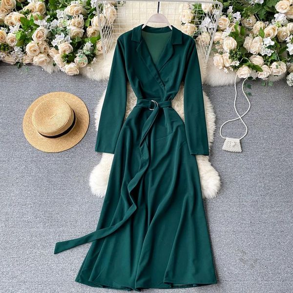 vintage notched collar pink/orange/green long dress women elegant sleeve sashes slim a-line vestidos autumn 2021 fashion ol casual dresses, Black;gray
vintage notched collar pink/orange/green long dress women elegant sleeve sashes slim a-line vestidos autumn 2021 fashion ol casual dresses, Black;gray