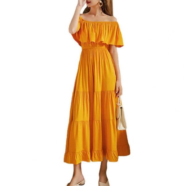 casual dresses women dress solid color short sleeve ruffle off shoulder backless summer boho elegant dress robe femme vestidos, Black;gray
casual dresses women dress solid color short sleeve ruffle off shoulder backless summer boho elegant dress robe femme vestidos, Black;gray