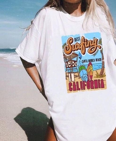 women's t-shirt white colors summer tee | oversized the surfing santa monica california retro style vacation beach
women's t-shirt white colors summer tee | oversized the surfing santa monica california retro style vacation beach