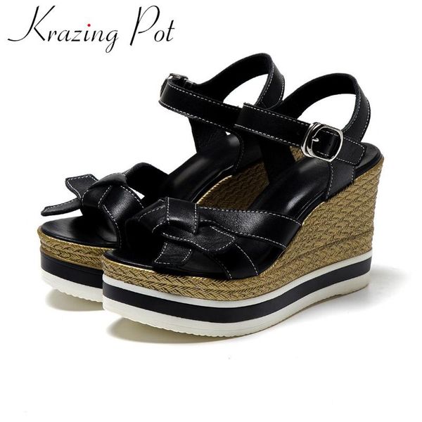 sandals krazing pot genuine leather straw thick bottom high heels butterfly-knot metal buckle straps summer shoes women l6f3, Black
sandals krazing pot genuine leather straw thick bottom high heels butterfly-knot metal buckle straps summer shoes women l6f3, Black