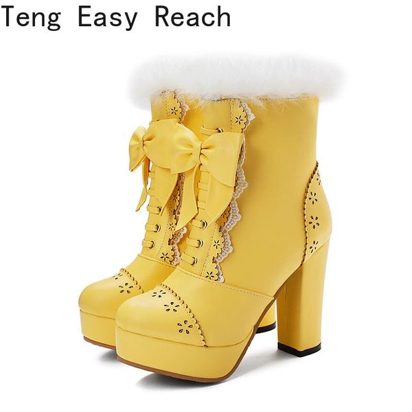 boots 6 colors platform ankle women zipper real hair shoes woman lovely sweet bow lolita plus size 48, Black
boots 6 colors platform ankle women zipper real hair shoes woman lovely sweet bow lolita plus size 48, Black