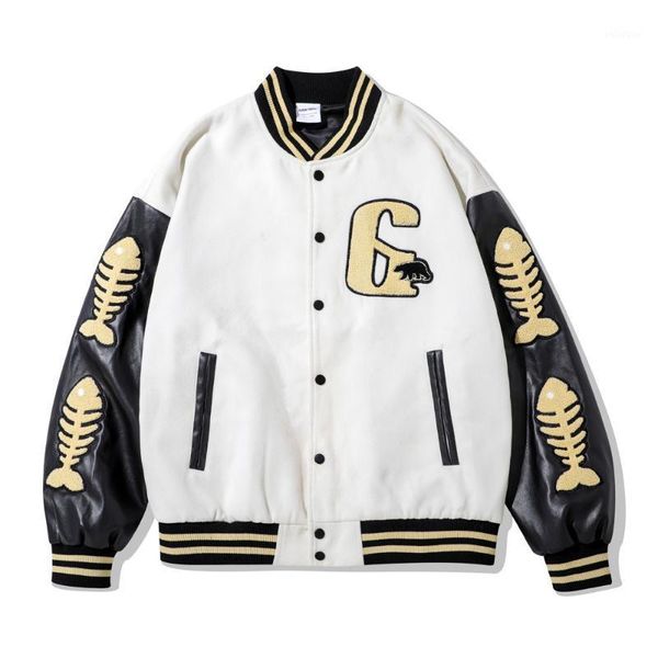 men's jackets pu leather sleeve stitched letter embroidered jacket ins street hip hop trendy loose stand collar baseball, Black;brown
men's jackets pu leather sleeve stitched letter embroidered jacket ins street hip hop trendy loose stand collar baseball, Black;brown