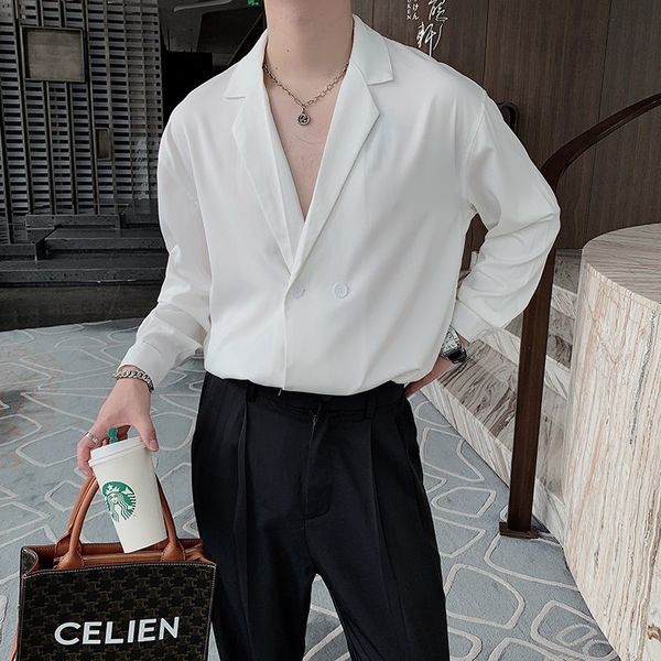 men's casual shirts double button long sleeve shirt, simple british design, solid color, fashion, White;black
men's casual shirts double button long sleeve shirt, simple british design, solid color, fashion, White;black