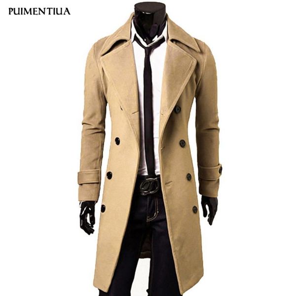 men's trench coats puimentiua coat 2021 fashion men wool blends long autumn winter windproof slim male plus size, Tan;black
men's trench coats puimentiua coat 2021 fashion men wool blends long autumn winter windproof slim male plus size, Tan;black