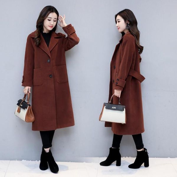 the united europe states autumn and winter woolen jacket long section korean version large size loose black women's coats- wool & ble
the united europe states autumn and winter woolen jacket long section korean version large size loose black women's coats- wool & ble