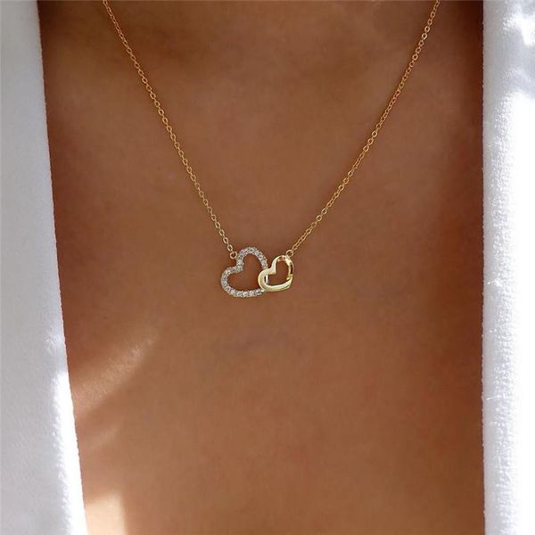 chains romantic simple big small heart-shaped necklace exquisite crystal zircon pendant gold clavicle chain women's wedding jewelry, Silver
chains romantic simple big small heart-shaped necklace exquisite crystal zircon pendant gold clavicle chain women's wedding jewelry, Silver