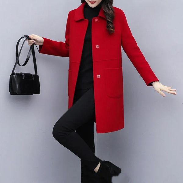 women's wool & blends quilted thick coats woolen coat autumn winter plus size 5xl overcoat 2021 spring mid-length female, Black
women's wool & blends quilted thick coats woolen coat autumn winter plus size 5xl overcoat 2021 spring mid-length female, Black