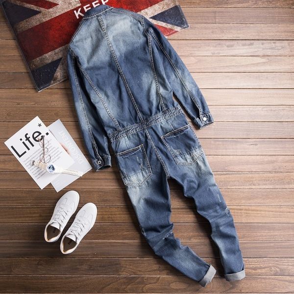 men's jeans spring fall denim vintage men's overalls washed jean jacket casual single street breasted worn ql6b, Blue
men's jeans spring fall denim vintage men's overalls washed jean jacket casual single street breasted worn ql6b, Blue
