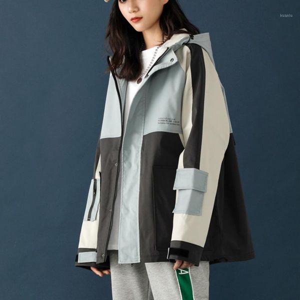women's trench coats 2021 autumn women korean loose jacket patchwork hit color jackets plus size wild casual big pockets, Tan;black
women's trench coats 2021 autumn women korean loose jacket patchwork hit color jackets plus size wild casual big pockets, Tan;black