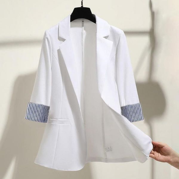 women's suits & blazers slim fits blazer women 2021 office ladies autumn 3/4 sleeve lapel button coat striped cuff jacket business, White;black
women's suits & blazers slim fits blazer women 2021 office ladies autumn 3/4 sleeve lapel button coat striped cuff jacket business, White;black