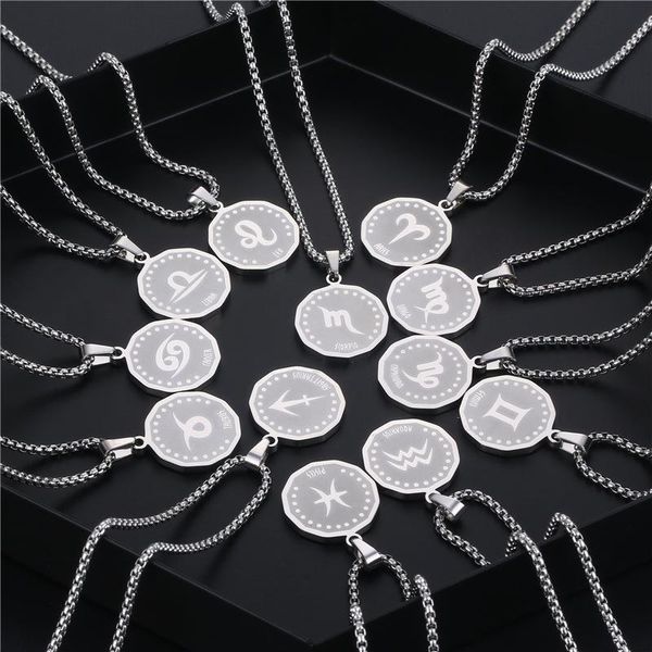 pendant necklaces money decoration twelve constellation coin necklace stainless steel hip hop couple accessories, Silver
pendant necklaces money decoration twelve constellation coin necklace stainless steel hip hop couple accessories, Silver