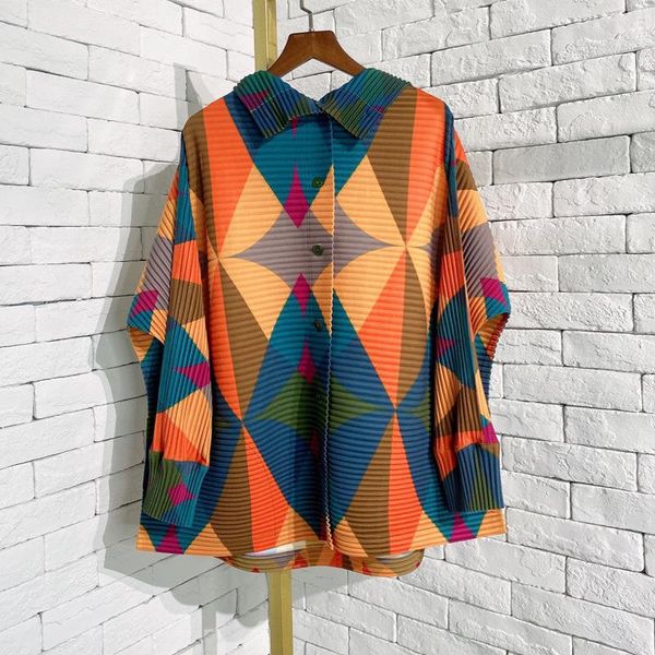 women's jackets plus size jacket for women 45-75kg 2021 autumn fashion geometric printed single breasted loose stretch miyake pleated o, Black;brown
women's jackets plus size jacket for women 45-75kg 2021 autumn fashion geometric printed single breasted loose stretch miyake pleated o, Black;brown