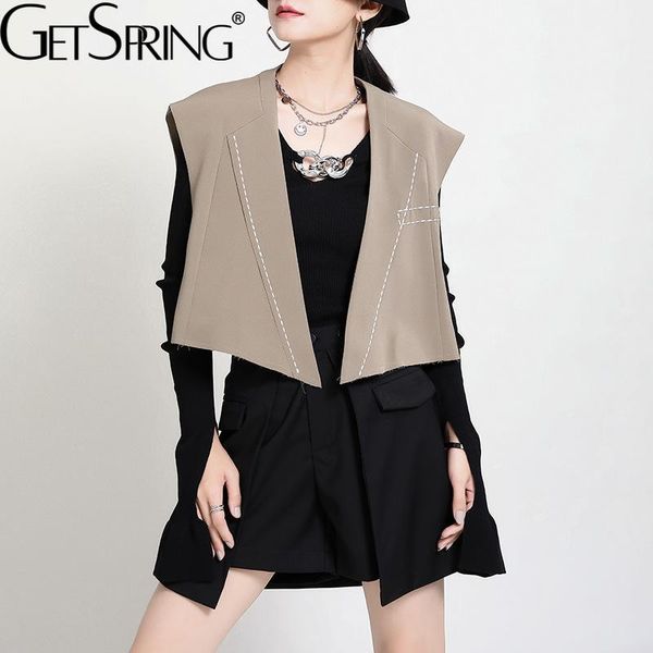 women's vests getspring women vest fashion sleeve ladies waistcoat short loose casual female all match autumn winter jackets black 2021, Black;white
women's vests getspring women vest fashion sleeve ladies waistcoat short loose casual female all match autumn winter jackets black 2021, Black;white