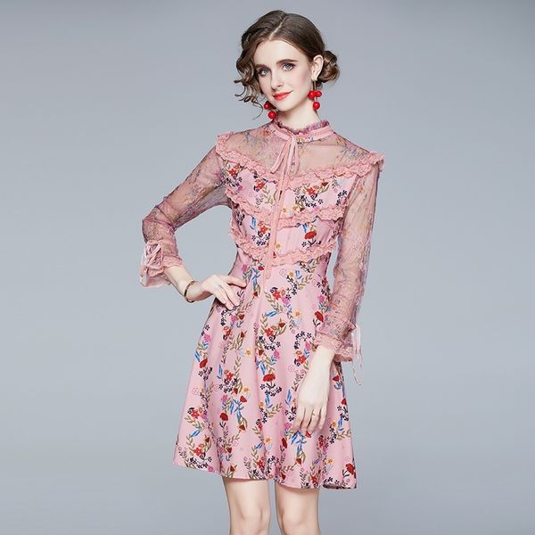fashion runway autumn dress women bow tie flare sleeve floral print lace patchwork embroidery vintage mini vestidos 210603, Black;gray
fashion runway autumn dress women bow tie flare sleeve floral print lace patchwork embroidery vintage mini vestidos 210603, Black;gray