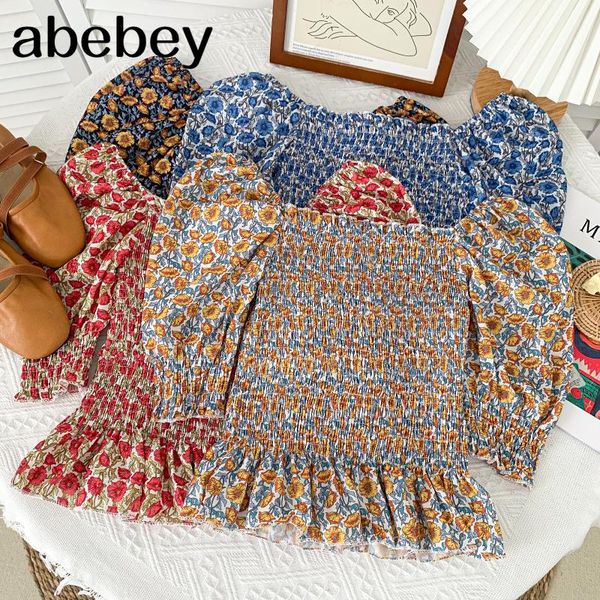 women's blouses & shirts vintage slash neck puff sleeve shirt high waist pleated ruffles floral short 2021 summer women, White
women's blouses & shirts vintage slash neck puff sleeve shirt high waist pleated ruffles floral short 2021 summer women, White