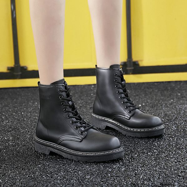 spring martin boots for women autumn and winter british style chic student korean short with thick sol lace up motorcycle, Black 
spring martin boots for women autumn and winter british style chic student korean short with thick sol lace up motorcycle, Black