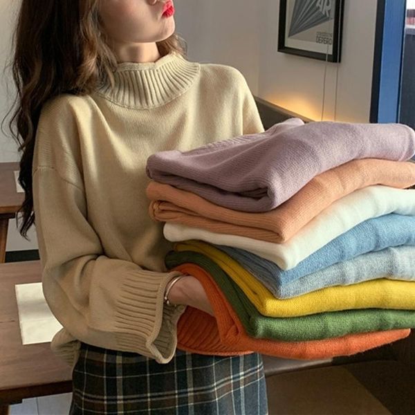 women's sweaters turtleneck sweater women 2021 pullover fall/winter loose korean chic lazy style pure color casual long-sleeved, White;black
women's sweaters turtleneck sweater women 2021 pullover fall/winter loose korean chic lazy style pure color casual long-sleeved, White;black