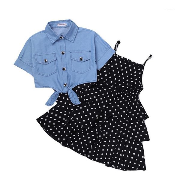 girls summer clothes dress set kids denim short sleeves shirt+teenagers dot sling outfits suit for girl dresses girl's, Red;yellow
girls summer clothes dress set kids denim short sleeves shirt+teenagers dot sling outfits suit for girl dresses girl's, Red;yellow