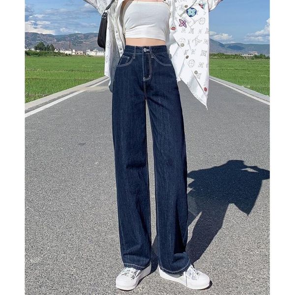 women's jeans high waist pants black vintage for women autumn loose slimming straight wide leg mop, Blue
women's jeans high waist pants black vintage for women autumn loose slimming straight wide leg mop, Blue