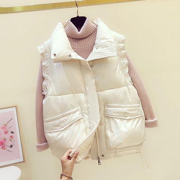 women's vests 2021 woman fashion stand collar solid female elegant pockets coats straight long ladies sleeveless jackets h863, Black;white
women's vests 2021 woman fashion stand collar solid female elegant pockets coats straight long ladies sleeveless jackets h863, Black;white