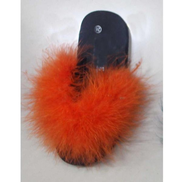 slippers linhaoshenyue real ostrich feather fur slipper for women, Black