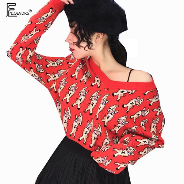 women's sweaters 2021 year pullovers women fashion long sleeve casual v neck cartoon print cute knitted red sweater j708, White;black
women's sweaters 2021 year pullovers women fashion long sleeve casual v neck cartoon print cute knitted red sweater j708, White;black