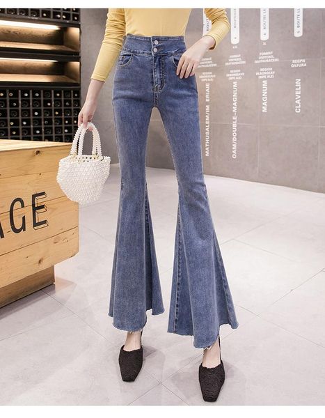 women's jeans beautiful autumn fashion retro high waist flared pants girls slim pants., Blue
women's jeans beautiful autumn fashion retro high waist flared pants girls slim pants., Blue