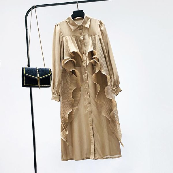 casual dresses 2021 autumn winter korean fashion vintage high waist pleated shirt dress elegant women cascading ruffle long sleeve, Black;gray
casual dresses 2021 autumn winter korean fashion vintage high waist pleated shirt dress elegant women cascading ruffle long sleeve, Black;gray