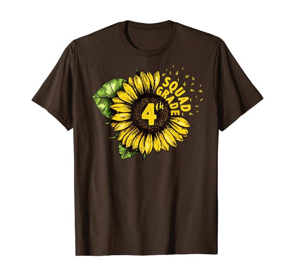 sunflower 4th grade squad t-shirt fourth grade teacher shirt, White;black