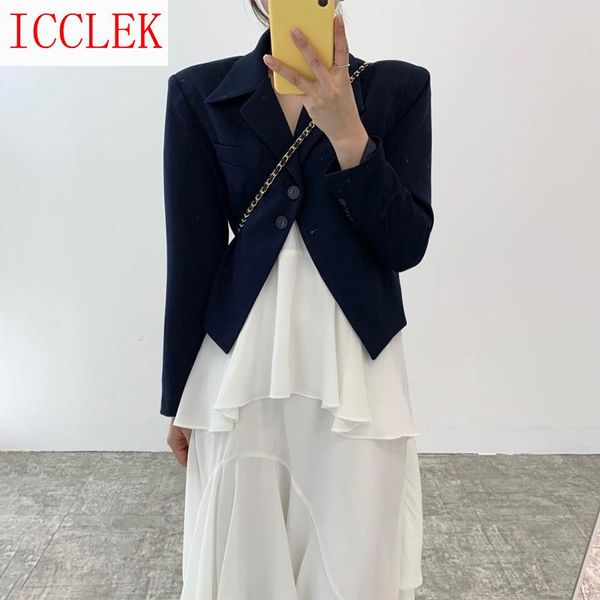korean chic elegant lapel two button long sleeve suit jacket + irregular cake sling dress women's jackets, Black;brown
korean chic elegant lapel two button long sleeve suit jacket + irregular cake sling dress women's jackets, Black;brown