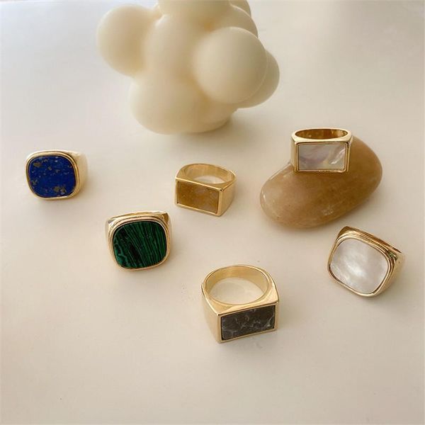 cluster rings fflacell personality vintage trendy punk marble shell simple geometric square metal ring for women girls party jewelry gifts, Golden;silver
cluster rings fflacell personality vintage trendy punk marble shell simple geometric square metal ring for women girls party jewelry gifts, Golden;silver