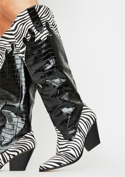 crocodile fashion pattern cowboy boots 2021 pointed toe zebra slouchy knee high western chunky heels winter shoes 44, Black
crocodile fashion pattern cowboy boots 2021 pointed toe zebra slouchy knee high western chunky heels winter shoes 44, Black