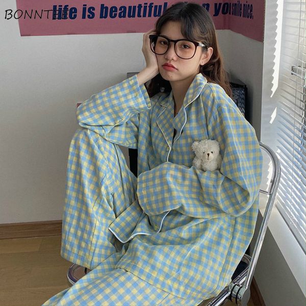 pajama sets womens spring autumn korean style plaid long sleeve soft casual sleepwear female loose nightwear cute new fashion, Black;red
pajama sets womens spring autumn korean style plaid long sleeve soft casual sleepwear female loose nightwear cute new fashion, Black;red