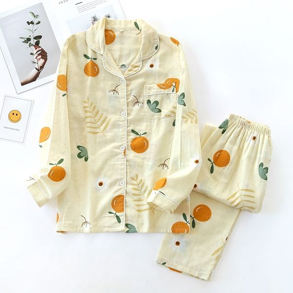 cotton gauze fruits floral print girls pajama set long sleeve pockets shirts loose pants sleepwear women sets kawaii 210320, Black;red
cotton gauze fruits floral print girls pajama set long sleeve pockets shirts loose pants sleepwear women sets kawaii 210320, Black;red