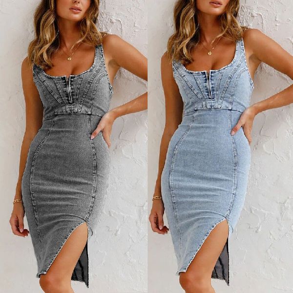 women's sling irregular stretch wash denim dress with split ends dress summer holiday sheath party dress for womens 210514, Black;gray
women's sling irregular stretch wash denim dress with split ends dress summer holiday sheath party dress for womens 210514, Black;gray