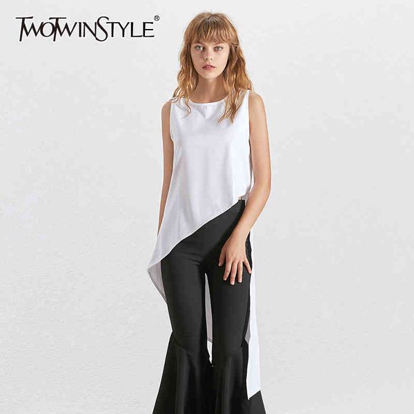 white chiffon shirt for women o neck sleeveless irregular hem casual blouse female fashion clothing 210524
white chiffon shirt for women o neck sleeveless irregular hem casual blouse female fashion clothing 210524
