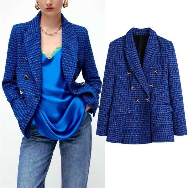 za winter women blazers casual suit jacket fashion simple slim blue office coat street warm 211122, White;black
za winter women blazers casual suit jacket fashion simple slim blue office coat street warm 211122, White;black