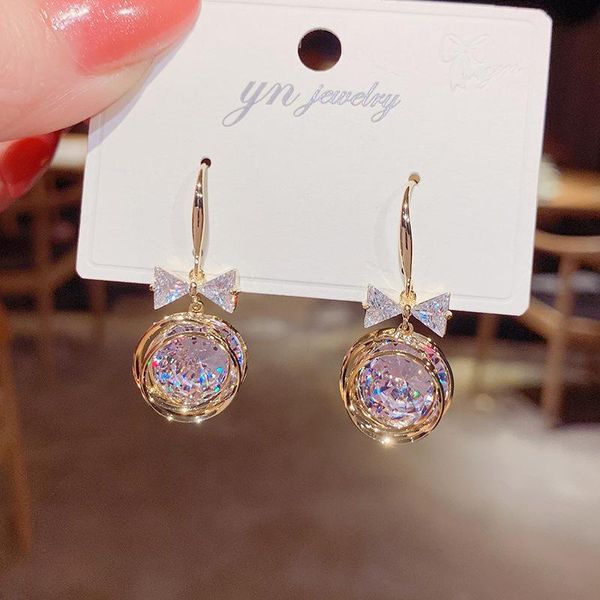 dangle & chandelier internet celebrity the same high-quality micro-inlaid zircon bow circle earrings fashion exquisite ear hooks, Silver
dangle & chandelier internet celebrity the same high-quality micro-inlaid zircon bow circle earrings fashion exquisite ear hooks, Silver