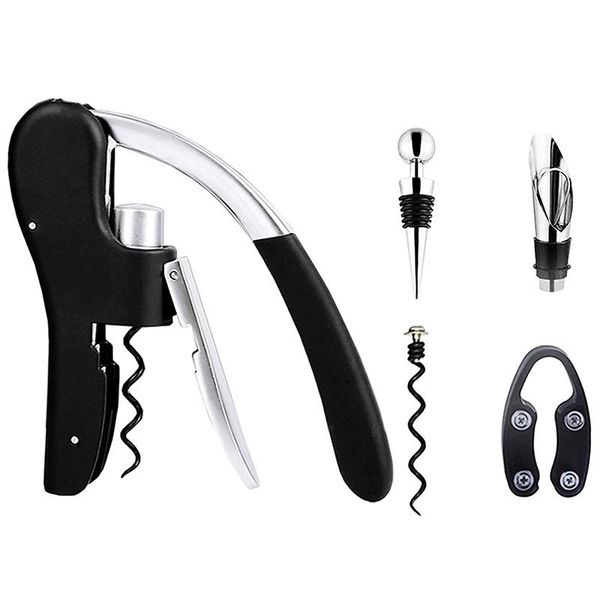 wine bottle opener kit- steel wine corkscrew set with foil cutter, pour device, vacuum ser and spiral
wine bottle opener kit- steel wine corkscrew set with foil cutter, pour device, vacuum ser and spiral