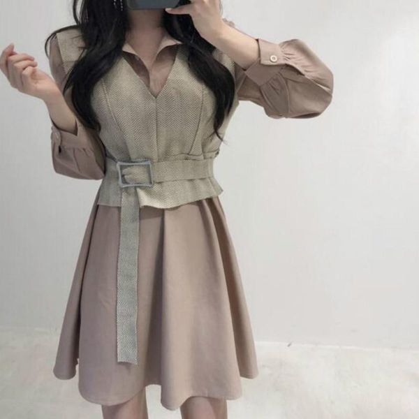 casual dresses women spring long sleeve elastic high waist a-line mini dress turn-down collar short shirt with buttons, Black;gray
casual dresses women spring long sleeve elastic high waist a-line mini dress turn-down collar short shirt with buttons, Black;gray