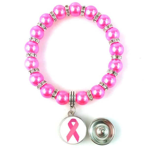 charm bracelets pink pearl elastic bracelet diy 18mm silk ribbon sanp button care breast cancer for women men, Golden;silver
charm bracelets pink pearl elastic bracelet diy 18mm silk ribbon sanp button care breast cancer for women men, Golden;silver