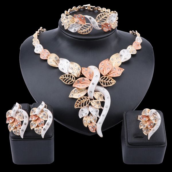 jewelry sets exquisite women african wedding necklace earring ring bracelet set silver plated leaves crystal pendant, Black
jewelry sets exquisite women african wedding necklace earring ring bracelet set silver plated leaves crystal pendant, Black