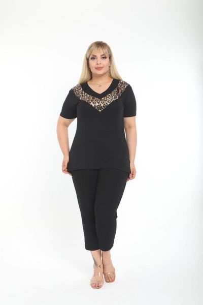 women's two piece pants divas plus size women summer fashion pieces v-neck leopard pattern casual viscon capri short sleeve blouses set, White
women's two piece pants divas plus size women summer fashion pieces v-neck leopard pattern casual viscon capri short sleeve blouses set, White